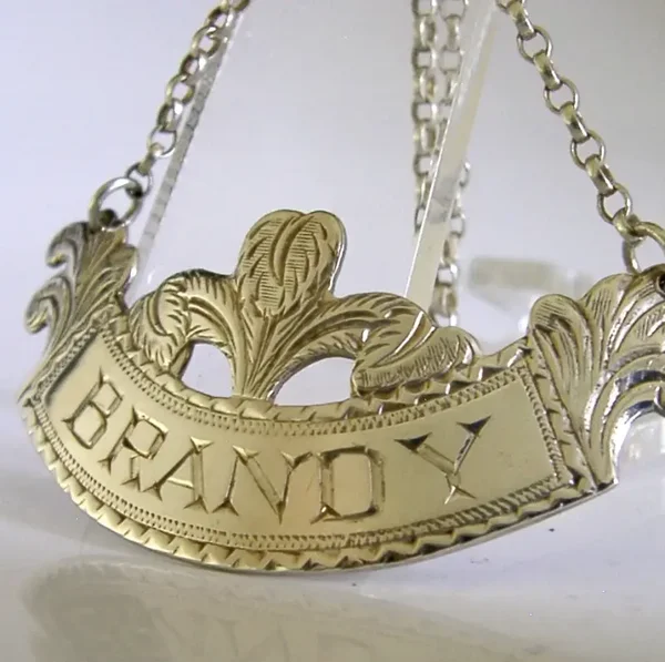 STERLING SILVER BRANDY WINE DECANTER LABEL 1989 BARWARE BATEMAN GEORGIAN COPY