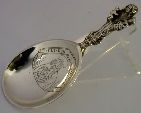 BEAUTIFUL NORWEGIAN ANTIQUE SOLID SILVER BAPTISM SPOON 1887 RELIGIOUS 40g