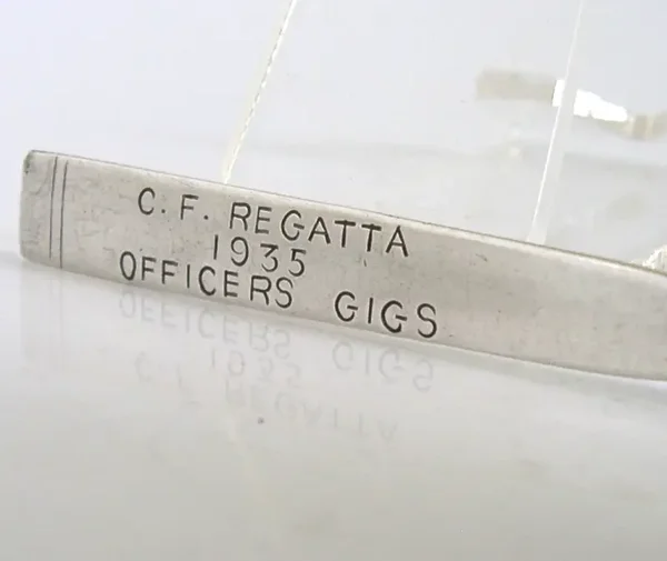 RARE ROYAL NAVY STERLING SILVER C. F. REGATTA 1935 OAR LETTER OPENER MILITARY