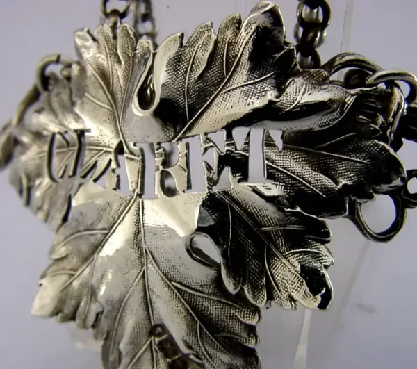 EARLY VICTORIAN ENGLISH STERLING SILVER CLARET WINE LABEL 1840 ANTIQUE