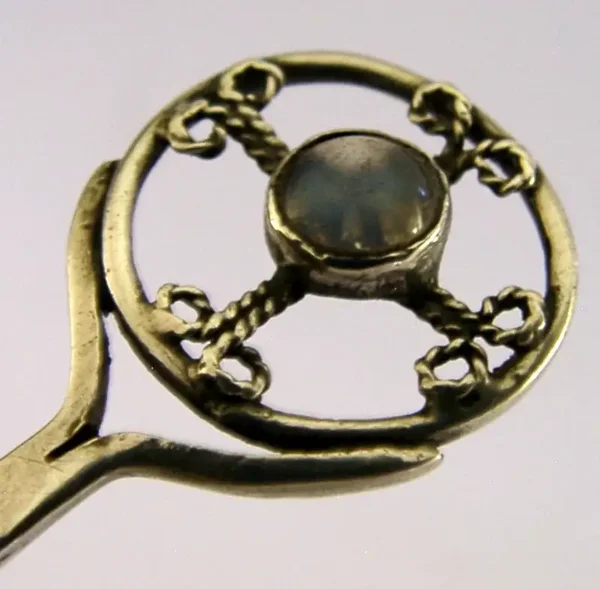 BEAUTIFUL ARTS & CRAFTS STERLING SILVER MOONSTONE SPOON c1970 HAND MADE