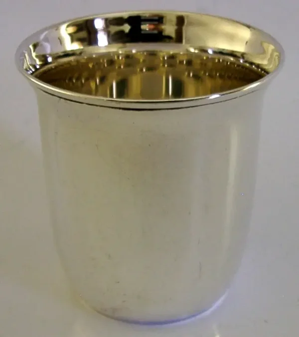 30g STYLISH GERMAN 925 SOLID STERLING SILVER WHISKY SHOT TOT CUP c1970 BARWARE