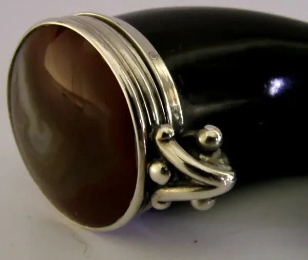 RARE SCOTTISH GEORGIAN STERLING RED AGATE SILVER SNUFF MULL c1800 MINT