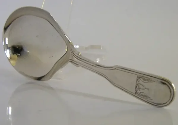 VICTORIAN STERLING SILVER JOHNSON FAMILY CRESTED CADDY SPOON 1849 ANTIQUE