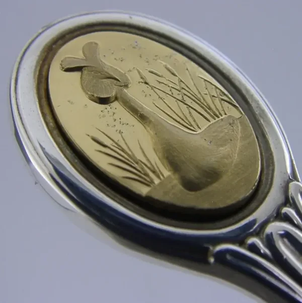 SOLID STERLING SILVER GREAT CRESTED GREBE BIRD SPOON 1976 ANIMAL