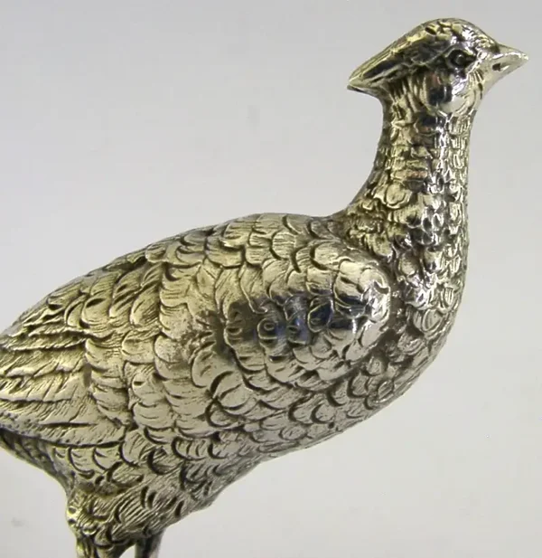 GOOD SIZE 6 inch STERLING SILVER PHEASANT BIRD FIGURE c1950 SHOOTING ANIMAL