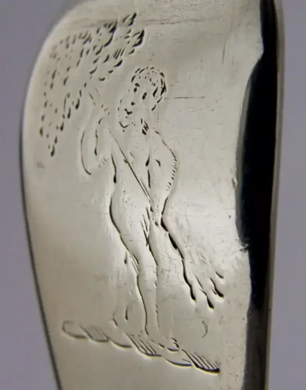 EARLY STERLING SILVER CAVALL FAMILY CRESTED BASTING SPOON 1759 ANTIQUE 104g