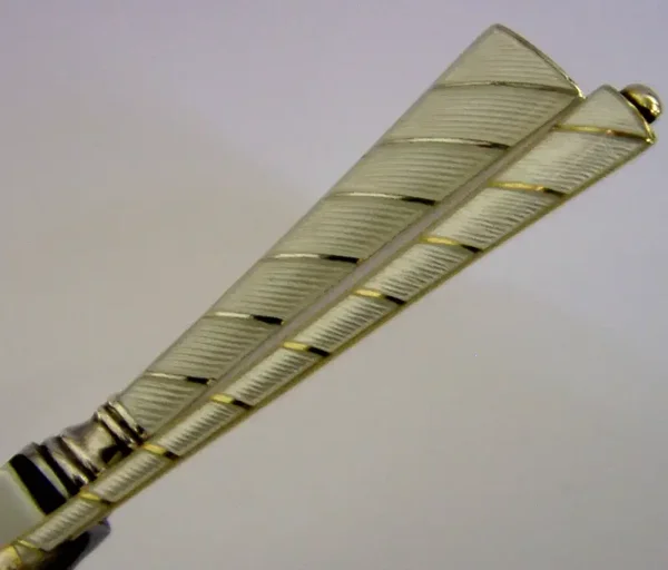 DANISH STERLING SILVER WHITE ENAMEL CUTLERY SET 1960s EGON LAURIDSEN