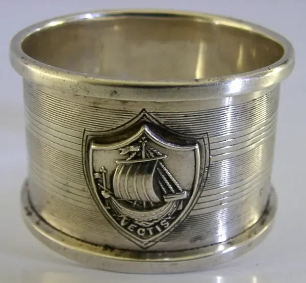 ENGLISH ISLE of WIGHT STERLING SILVER VIKING SHIP NAPKIN RING 1907 VECTIS 18g