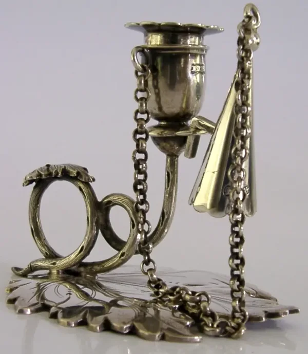 EARLY VICTORIAN STERLING SILVER GO TO BED CHAMBERSTICK SCOTTISH 1840 ANTIQUE