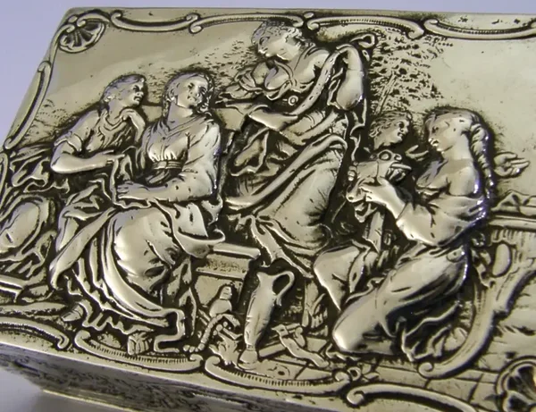 LARGE HEAVY 238g GERMAN HANAU SOLID SILVER CIGARETTE TABLE JEWELLERY BOX c1900