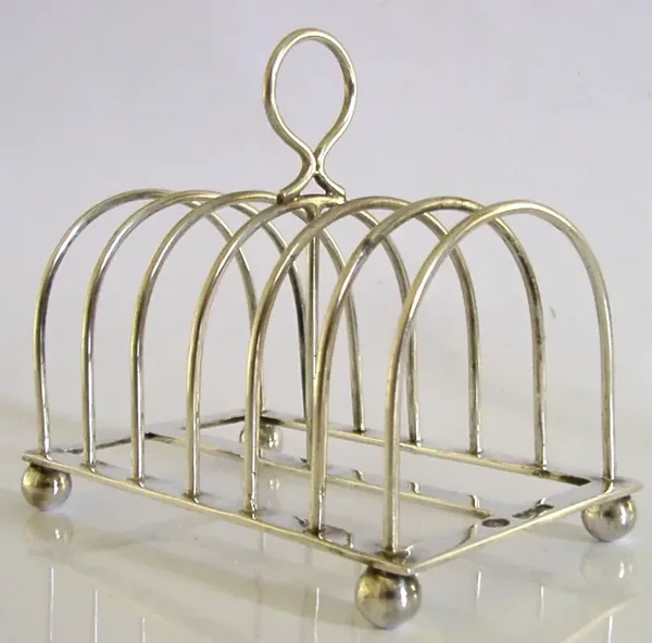 ENGLISH STERLING SILVER SIX SLICE TOAST RACK 1929 ART DECO 114g