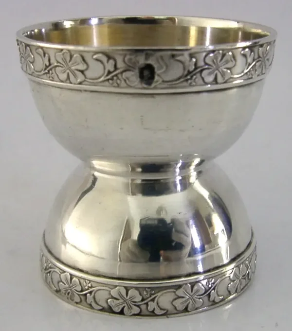FRENCH SOLID STERLING SILVER DOUBLE EGG CUP c1890 ALEXANDRE VAGUER 42g