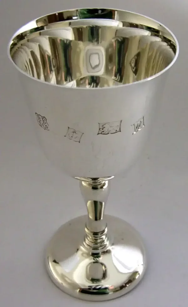 ENGLISH STERLING SILVER WINE GOBLET CHALICE CUP 1971 BARWARE 136g