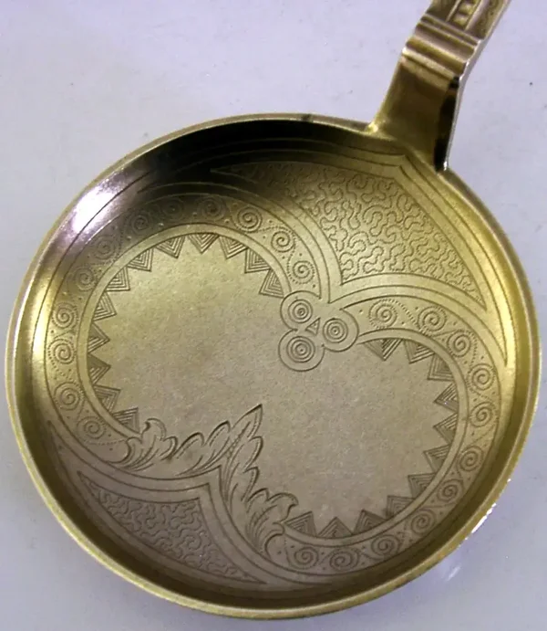 LARGE 104g DANISH SOLID SILVER GILT BAPTISM or SERVING SPOON 1901 ANTIQUE