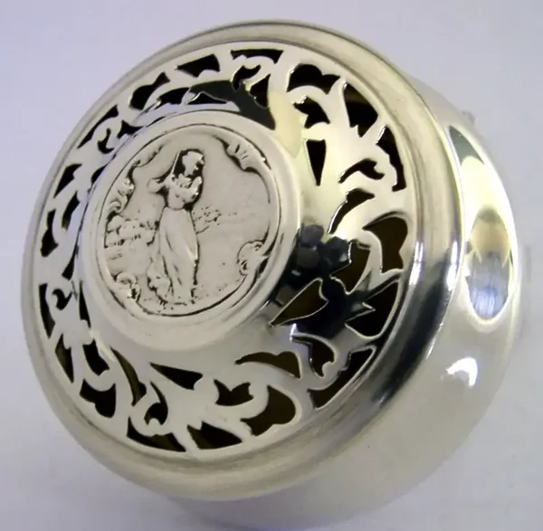 RARE ENGLISH STERLING SILVER LAVENDER POTPOURRI BOX 1904 ANTIQUE LADY GOLFING