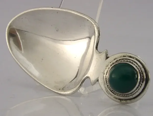 HAND MADE ARTS & CRAFTS STERLING SILVER TEA CADDY SPOON c1920 HEAVY 36g