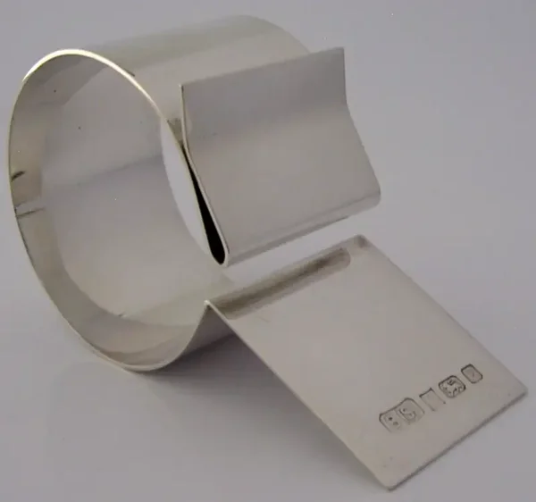 UNUSUAL ENGLISH STERLING SILVER COMBO NAPKIN RING MENU HOLDER STYLISH 1997