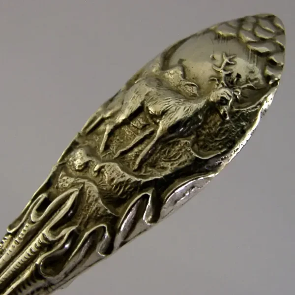 ANTIQUE ENGLISH STERLING SILVER STAG DEER CORKSCREW 1910 ANIMAL