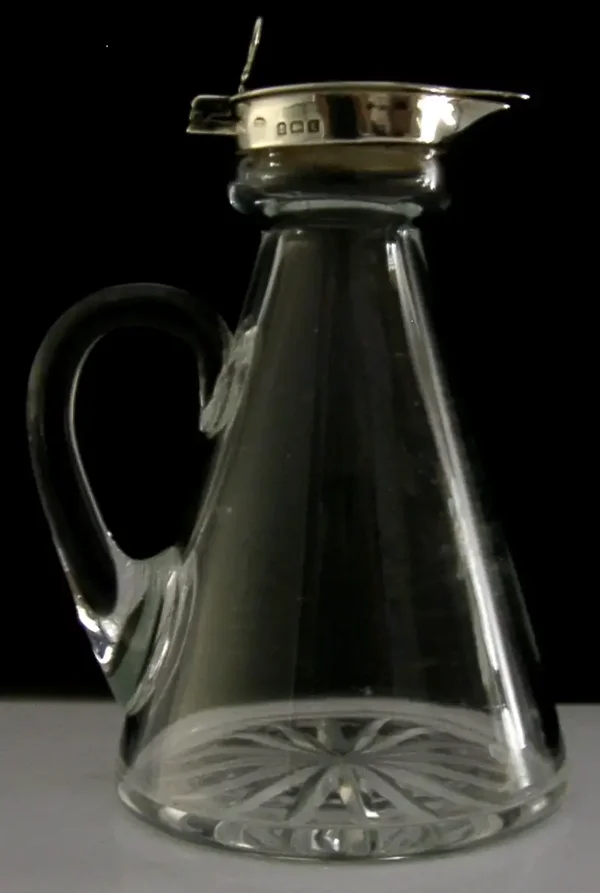 SUPERB ENGLISH STERLING SILVER TOPPED WHISKY NOGGIN MINI DECANTER 1918 BARWARE