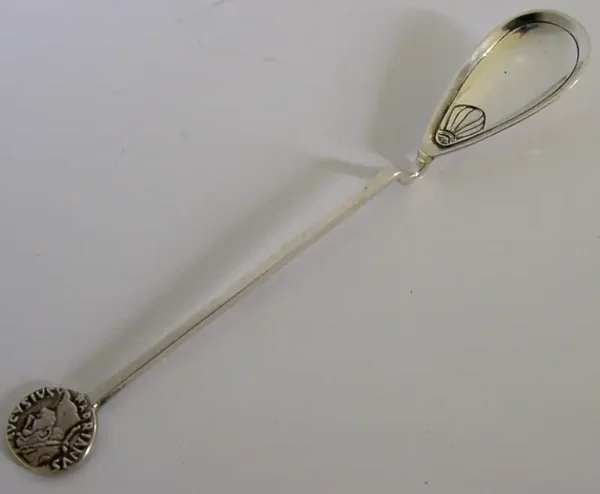ENGLISH STERLING SILVER ROMAN COIN REPLICA SPOON 1924 ANTIQUE 14g
