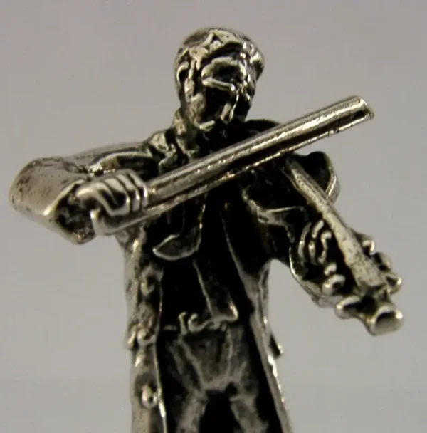 RARE STERLING SILVER number 20 VICTORIAN BUSKING VIOLIN PLAYER MENU HOLDER 1984