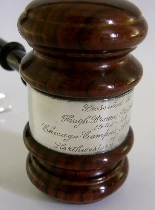 AMERICAN STERLING SILVER GAVEL HUGH BROWN PRESIDENT 1941 NORTHWESTERN UNIVERSITY