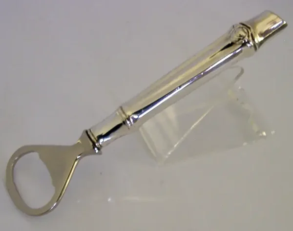 QUALITY STERLING SILVER HANDLE BOTTLE OPENER c1980 BARWARE 54g ITALIAN DESIGNER