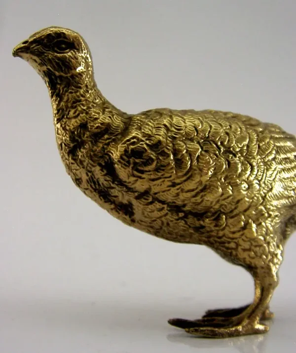 5 inch STERLING SILVER GILT GOLDEN PHEASANT BIRD FIGURE 1994 HUNTING SHOOTING