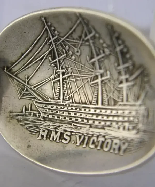 ENGLISH STERLING SILVER PORTSMOUTH HMS VICTORY NELSON SOUVENIR SPOON c1905