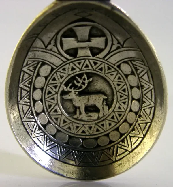 NORWEGIAN ANTIQUE SILVER 830S BAPTISM SPOON 42g NORWAY c1900 REINDEER SAMI
