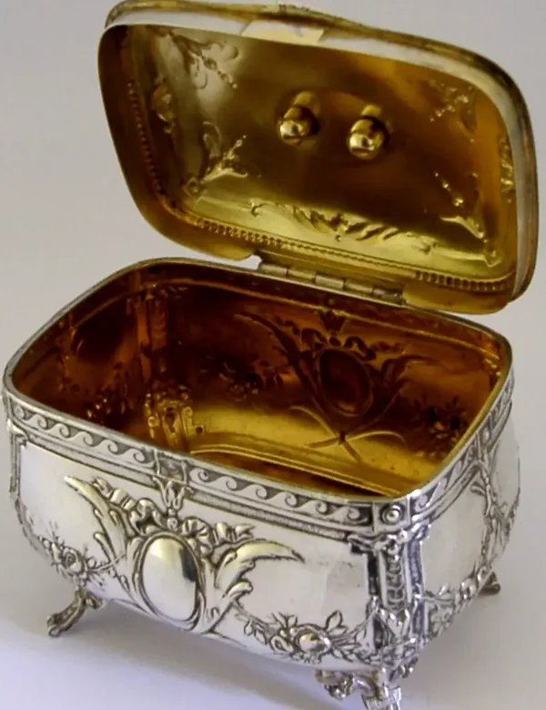 STUNNING LARGE 268g SOLID SILVER TEA CADDY or TABLE BOX c1900 ANTIQUE