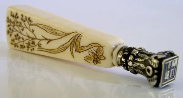 BEAUTIFUL STERLING SILVER BUTTERFLY DESK WAX SEAL c1900 ANTIQUE ANIMAL