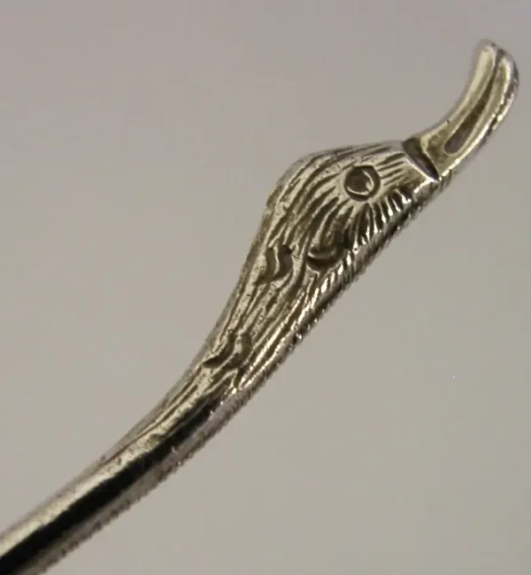 NOVELTY ENGLISH STERLING SILVER DUCK BIRD ANIMAL SPOON 1914 HUNTING SHOOTING
