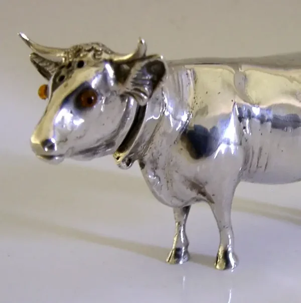 RARE ANTIQUE STERING SILVER COW BULL PEPPER POT CHESTER 1900 68g ANIMAL