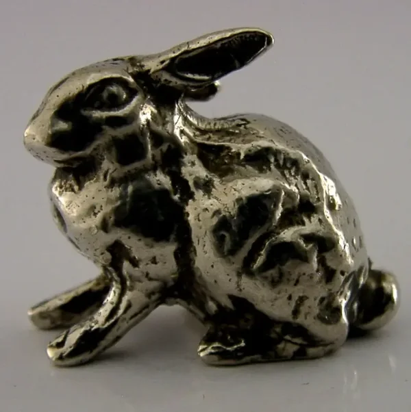 PRETTY ENGLISH STERLING SILVER HARE ANIMAL FIGURE LONDON 1998