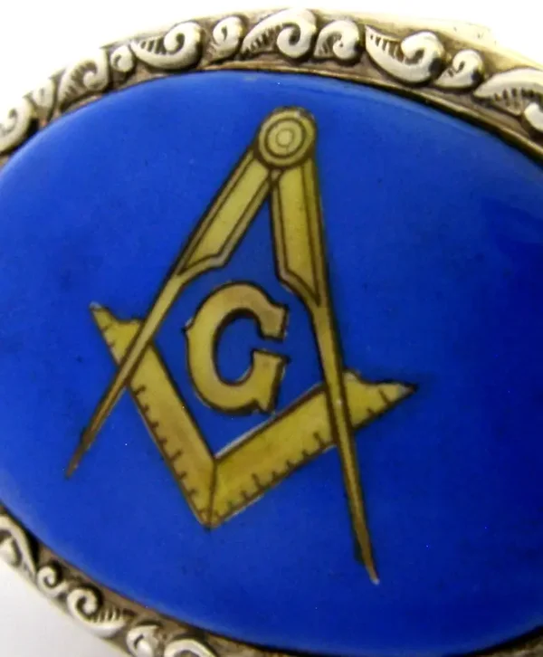 GOOD SIZED STERLING SILVER ENAMEL MASONIC BOX c1990 45g