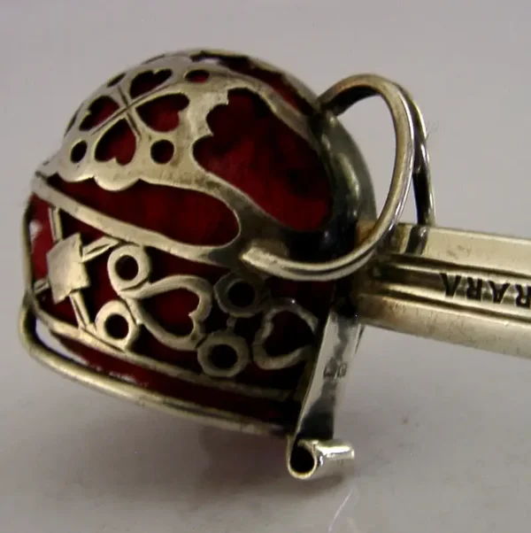 RARE ENGLISH STERLING SILVER LETTER ENVELOPE OPENER DESK ITEM 1902 ANTIQUE