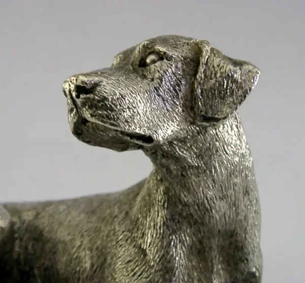 LARGE STERLING SILVER LABRADOR DOG ANIMAL FIGURE c1980 ENGLISH 226g FILLED