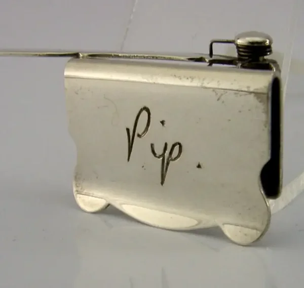 ASPREY SOLID STERLING 'PIP' SILVER MECHANICAL BOOKMARK 1967 ART DECO STYLE