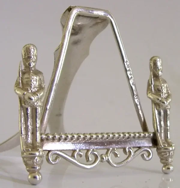 RARE STERLING SILVER QUEENS GUARDS MILITARY MENU HOLDER 1890 VICTORIAN ANTIQUE