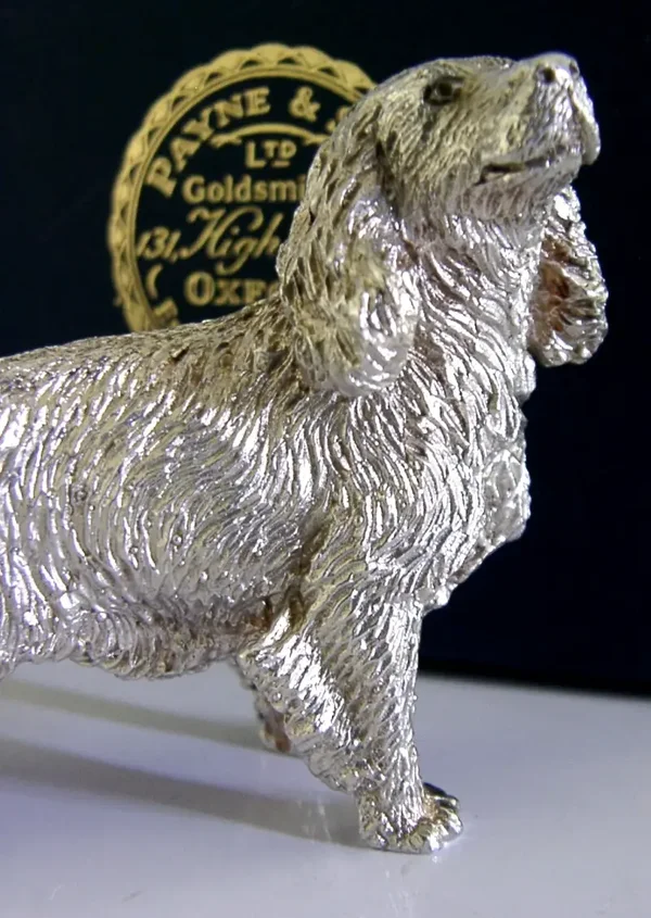 BOXED HEAVY 88g STERLING SILVER SPANIAL DOG FIGURE ENGLISH LONDON 1978 SHOOTING