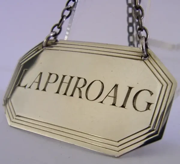 RARE ASPREY STERLING SILVER LAPHROAIG WHISKY LABEL 1979
