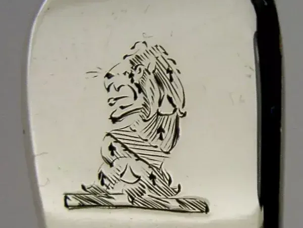 ENGLISH GEORGIAN LION CREST STERLING SILVER SUGAR SIFTER SPOON 1818 ANTIQUE 40g