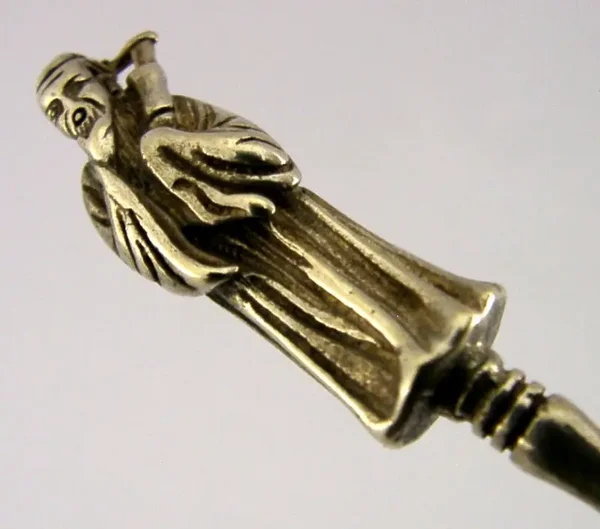 UNUSUAL 4+ inch CHINESE EXPORT SOLID SILVER SPOON c1900 ANTIQUE 14g