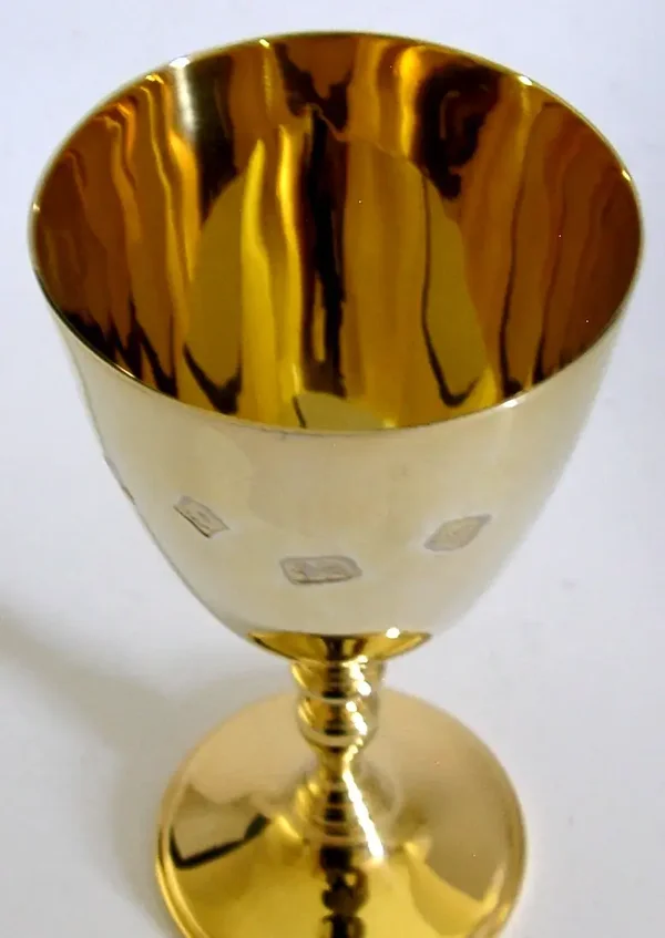 202g STUNNING SOLID STERLING SILVER GILT GOBLET CHALICE CUP 1975 BARWARE