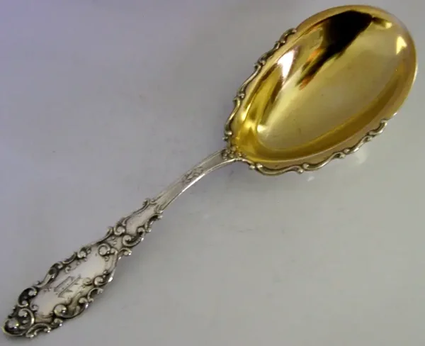 LARGE 90g AMERICAN STERLING SILVER SERVING SPOON c1890's GORHAM LUXEMBOURG