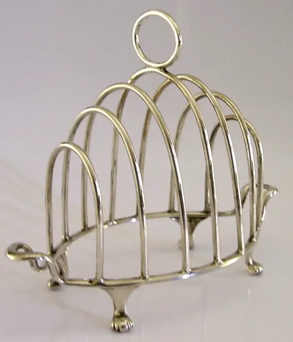 HEAVY 130g ENGLISH STERLING SILVER SIX SLICE TOAST RACK 1925 ANTIQUE