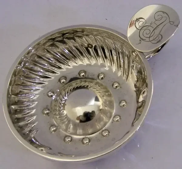 NICE QUALITY 70g FRENCH SOLID STERLING SILVER WINE TASTER c1900 BARWARE