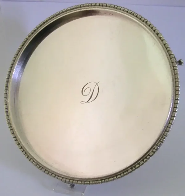 338g CHRISTOPHER LAWRENCE STERLING SILVER CROWN LEGGED TRAY SALVER 1987 HEAVY